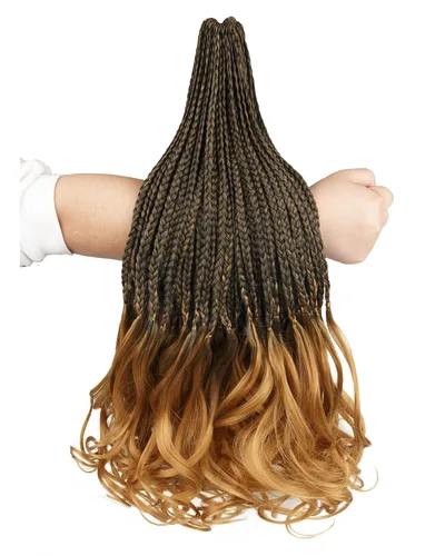 Miniatura 8 de Paquete de 8 trenzas de ganchillo rizadas francesas para mujeres de color, 18 pulgadas, paquete de 8 trenzas de caja diosa, extensiones de cabello