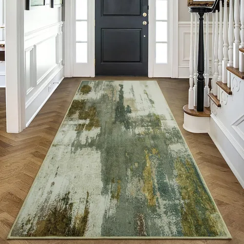 Miniatura 46 de Kelarea Alfombra lavable para sala de estar, 5 x 7 antideslizante, alfombras modernas abstractas color beige, alfombra de pelo bajo fácil