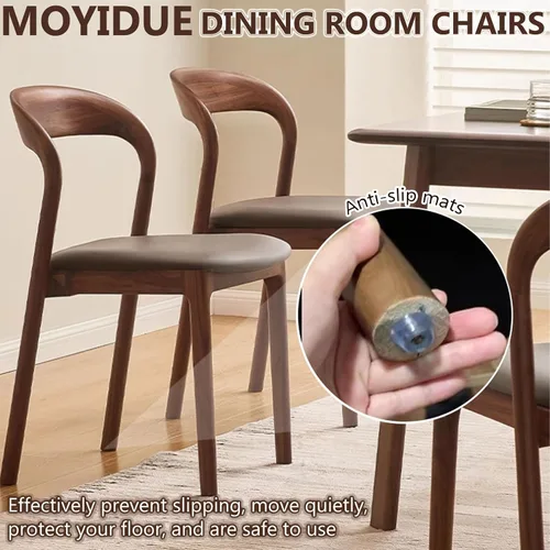 Miniatura 3 de Sillas de comedor de madera maciza con respaldo curvo, sillas de comedor modernas de mediados de siglo, sillas de comedor tapizadas de tela