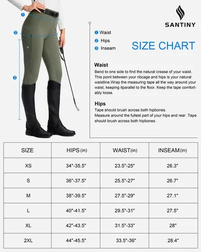 Miniatura 7 de SANTINY Pantalones de equitación para mujer con bolsillos con cremallera, mallas de asiento completo para la escuela, pantalones ecuestres