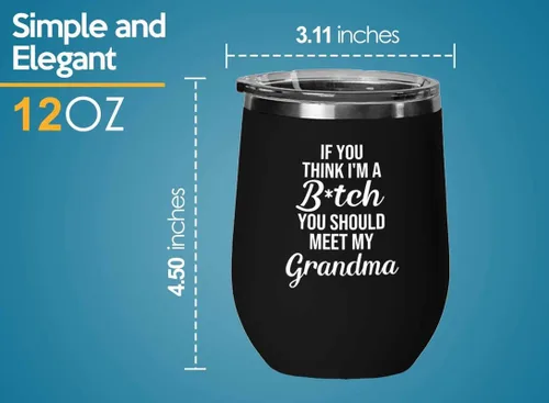 Miniatura 4 de Funny grandma Black Edition Wine Tumbler 12oz - should meet my grandma - Family Squad Fam Thank You Gift Siblings Parents Grandparents Funny grandma