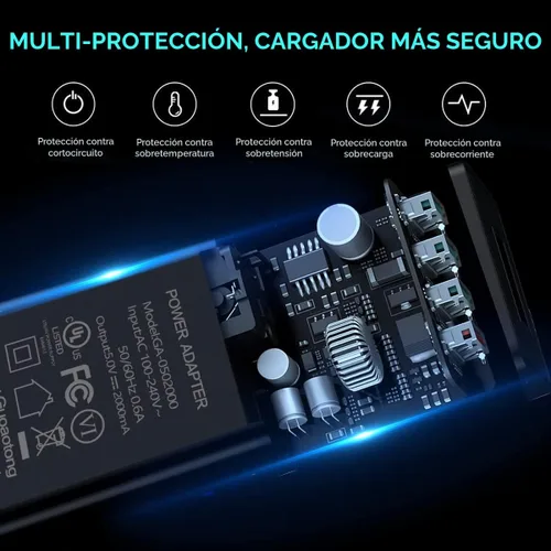 Miniatura 5 de Cargador rápido compatible para Fire, adaptador de CA con certificación UL, cargador rápido de 2A con cable micro USB de 6.6 pies para tablet Fire 7