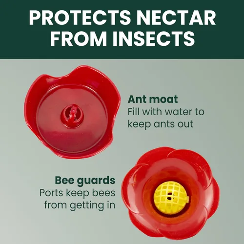 Miniatura 4 de Perky-Pet Comedero rojo para colibríes, diseño de cintura para facilitar la alimentación, comedero para colibríes para exteriores, 403CP, capacidad