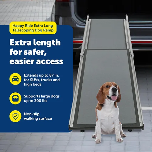 Miniatura 3 de PetSafe Happy Ride - Rampa telescópica compacta para perros, rampa portátil para mascotas, para automóviles, camiones y SUV con tamaño ajustable