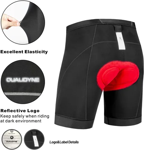 Miniatura 3 de Qualidyne - Shorts de ciclismo para hombre, con acolchado 3D, secado rápido y cómodos