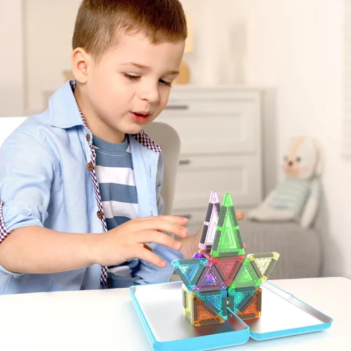 Miniatura 2 de PicassoTiles Nano Tiles - Juego de construcción de edificios magnéticos con estuche de almacenamiento de estaño, compacto y colorido, juego