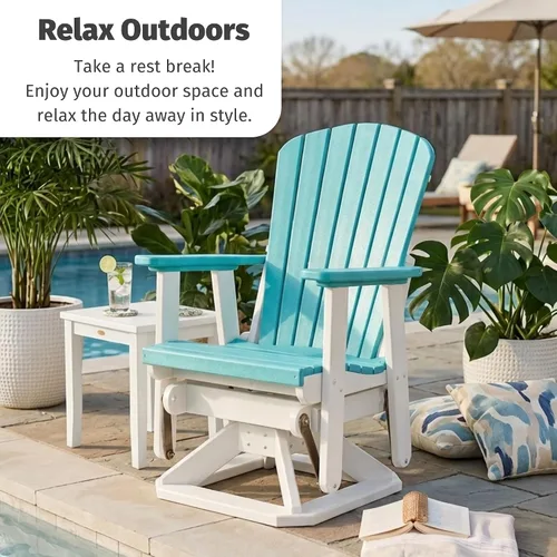 Miniatura 5 de DutchCrafters Slat Fan Back Poly Adirondack Swivel Glider Outdoor Patio Chair (Black)