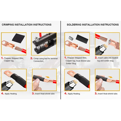 Miniatura 30 de TKDMR - Kit de 264 piezas de extremos de cable de batería, 132 piezas de terminales de anillo de lengüetas de cable de cobre resistentes AWG 8 6 4 2