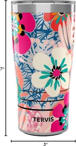 Miniatura 9 de Tervis Traveler Bright Wild Blooms - Vaso aislado de triple pared para viaje mantiene las bebidas frías y calientes, 20 onzas, acero inoxidable