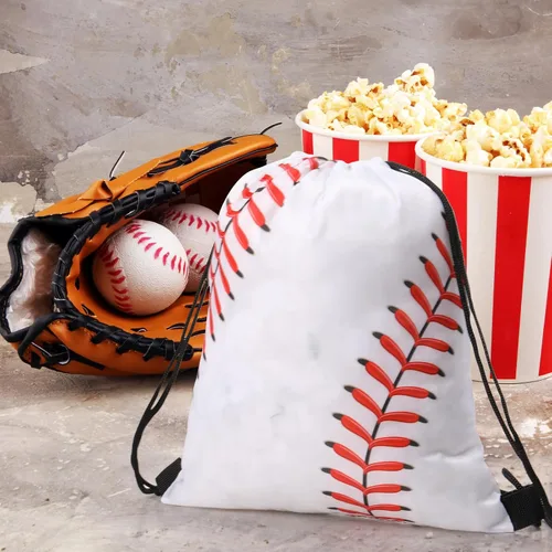 Miniatura 7 de Poen 48 piezas de recuerdos de fiesta de béisbol incluyen 12 mochilas con cordón, 12 mini pelotas de béisbol, 12 llaveros, 12 pulseras trenzadas