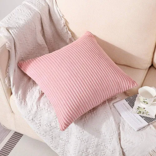 Miniatura 289 de Artscope Fundas de Almohada de Pana a Rayas Acogedoras Súper Suaves Decorativas Cuadradas Fundas de Cojín para Sofá Sillón Dormitorio Decoración