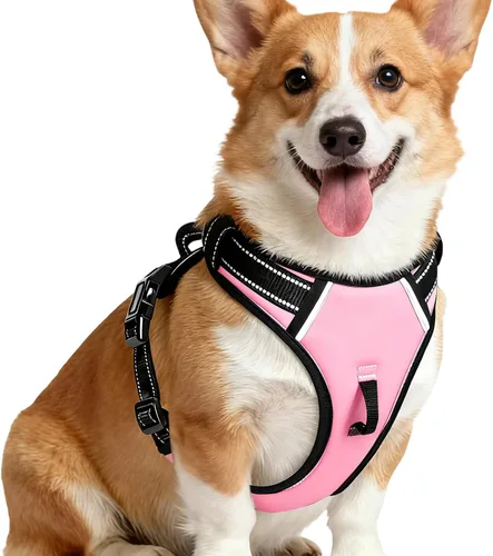 Miniatura 36 de Arnés para perro sin tirones, chaleco reflectante ajustable y acolchado para mascotas con asa de fácil control, fácil de llevar con nudo elegante