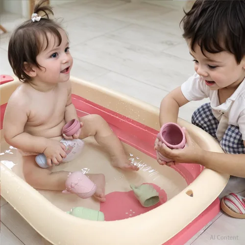 Miniatura 2 de Ginbear Juguetes de baño de silicona para bebés, no tóxicos, sin moho, juguetes de bañera para niños de 6 meses en adelante, paquete de 4
