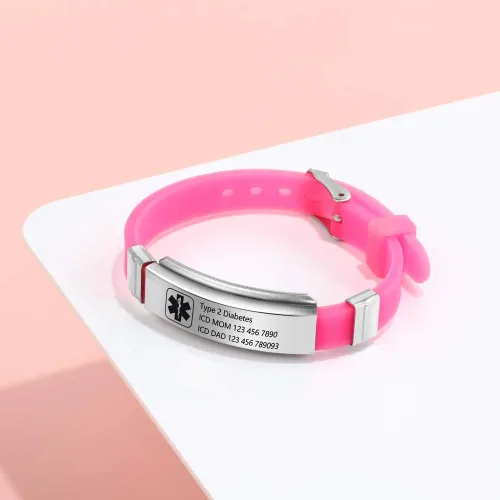Miniatura 67 de OPALSTOCK Pulseras médicas personalizadas de silicona ajustable para identificación de emergencias, grabado gratuito, 9 pulgadas, resistente al