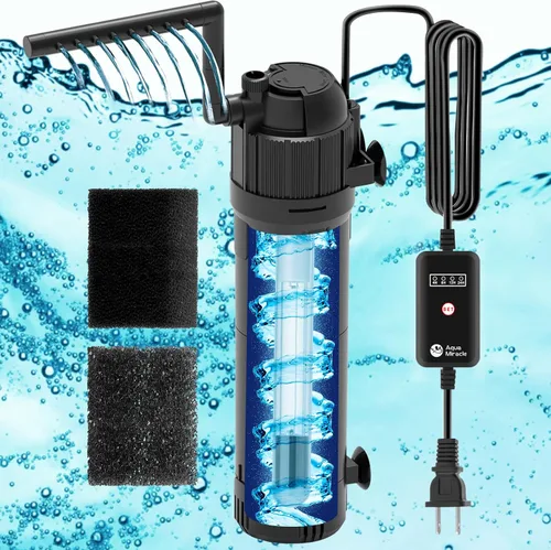 Miniatura 8 de AquaMiracle Filtro de acuario para agua verde, filtros de tanque de peces U - V con temporizador (4/8/12/24 horas), filtro de peces de modo dual