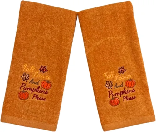 Miniatura 13 de Serfina Home Harvest - Toallas de mano para baño, diseño bordado de hojas de otoño grises y grises, 100% algodón, 16 x 25 pulgadas, juego de 2 piezas