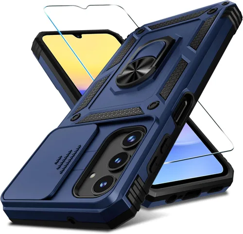 Miniatura 31 de Janmitta Compatible con Galaxy A15 5G Funda con Cubierta Deslizante Integrada para Lente de Cámara + Protector de Pantalla + Soporte de Anillo