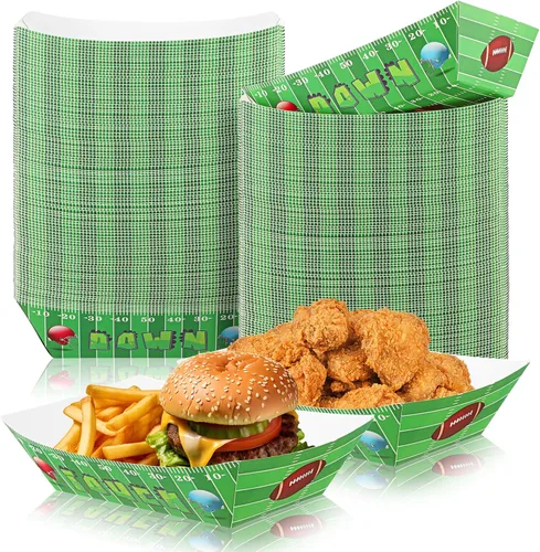 Miniatura 7 de Tenceur 50 Piezas Bandejas de Papel de Carnaval para Alimentos 2lb Decoraciones de Carnaval Cuencos de Nachos a Rayas Rojas y Blancas Barcos