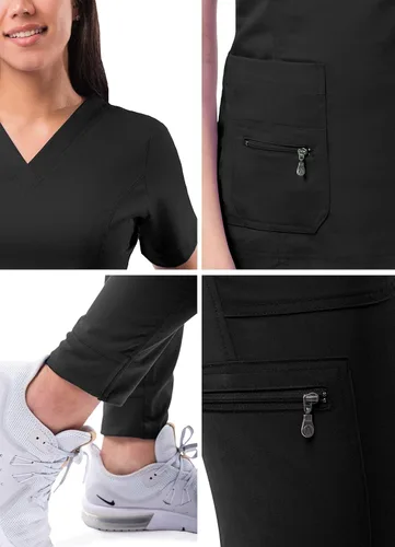Miniatura 5 de Adar Pro Flawless Plus - Conjunto de ropa quirúrgica para mujer, camiseta con cuello en V elevado y pantalones quirúrgicos para correr