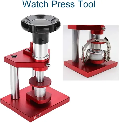 Miniatura 4 de Prensa de reloj, caja trasera de reloj, tipo tornillo, juego de herramientas de prensa profesional para reloj, bisel de cristal, herramientas