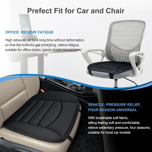 Miniatura 3 de Cojín de asiento de automóvil, cojín de espuma viscoelástica de 1.2 pulgadas para aliviar la presión, cojín de asiento para automóvil, diseño
