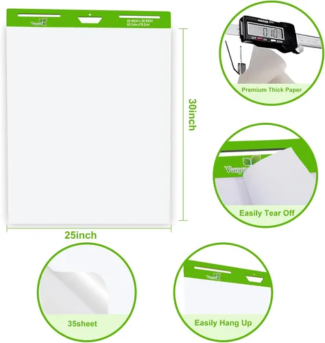 Miniatura 2 de Almohadilla de caballete adhesivo de 25 x 30 pulgadas, 35 hojas/bloc, 4 blocs por paquete, 140 hojas, papel de caballete adhesivo blanco grande