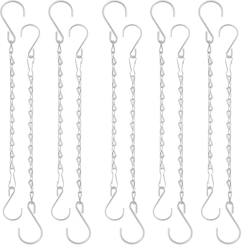 Miniatura 13 de Cadena de cesta colgante, cadenas negras de 3 puntos de 20 pulgadas con ganchos para cestas colgantes, macetas, perfectas para decoración de Negro-3