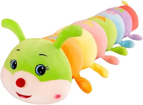 AOQI Almohada de peluche multicolor de oruga grande para abrazar, bonita almohada suave de felpa, juguete de peluche gigante, regalos para