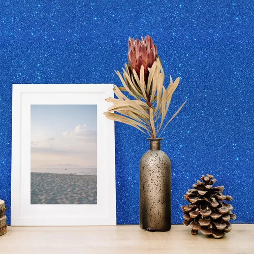 Miniatura 5 de VEELIKE Papel tapiz con purpurina azul para pegar y despegar, papel de contacto con purpurina para armarios, cajones, decoración de pared, 15.7 x