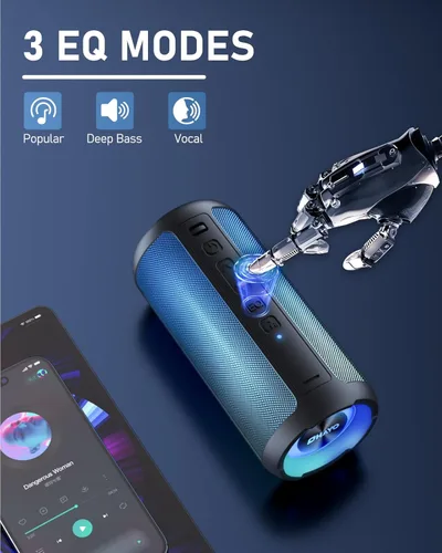 Miniatura 4 de Altavoz inalámbrico portátil con luces LED dinámicas frescas, altavoces Bluetooth, IPX6 impermeable, BT5.3, altavoz inalámbrico estéreo fuerte