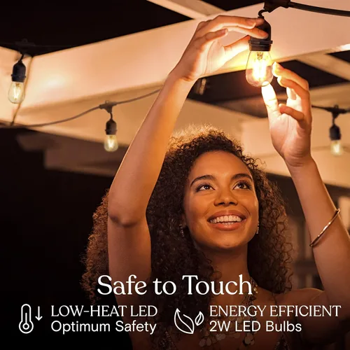 Miniatura 7 de Brightech Ambience Pro – Serie de luces LED impermeables para exteriores – colgantes, regulables, 2 W, bombillas vintage Edison – Luces de jardín