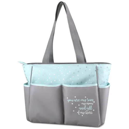 Miniatura 6 de Baby Essentials Juego de 5 bolsas para pañales con sol, luna y estrellas, bolsillo para toallitas, bolsa para pañales sucios, cambiador Gris/ agua