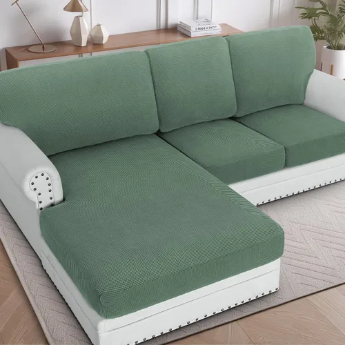 Miniatura 9 de H.VERSAILTEX Fundas para sofá seccional, 4 piezas, fundas de cojín de asiento de sofá en forma de L, fundas de cojín separadas para chaise longue