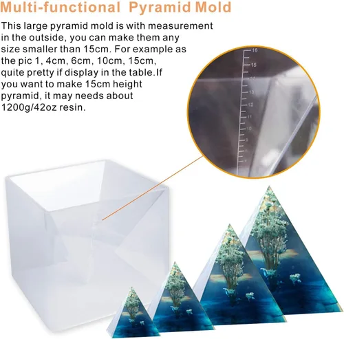 Miniatura 5 de LET'S RESIN Moldes piramidales para resina, moldes grandes de pirámide de silicona, moldes de resina de silicona para regalos conmemorativos