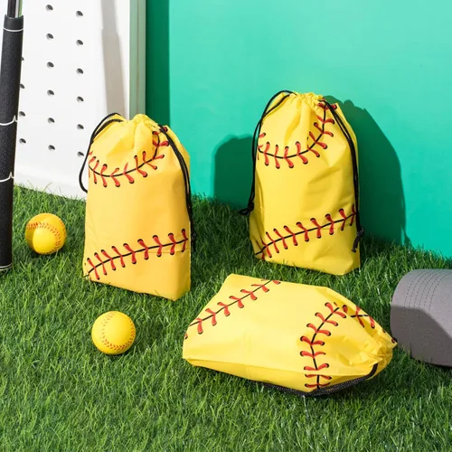 Miniatura 4 de Silkfly Paquete de 50 bolsas de softbol con cordón para aperitivos, bolsas de plástico para regalo, regalos de fiesta para suministros de fiesta