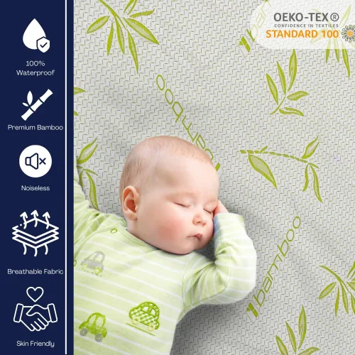 Miniatura 3 de Protector de colchón de bambú refrescante con cremallera - Funda de colchón 100% impermeable tamaño individual - Cubiertas de colchón de tela