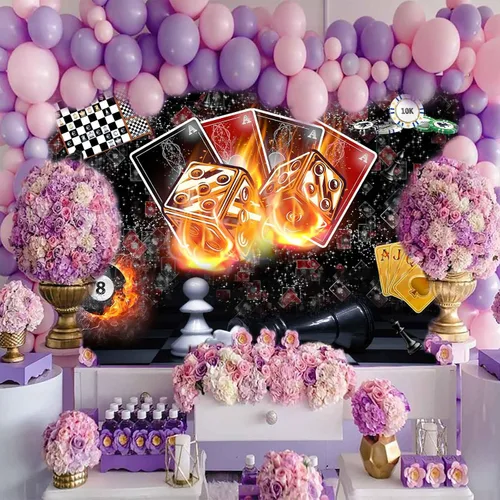 Miniatura 5 de Telón de fondo de casino para decoración nocturna, 7x5 pies, fondo fotográfico nocturno de Las Vegas, suministros de fiesta