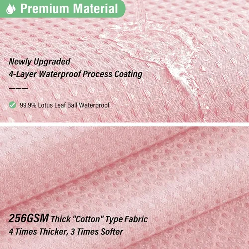 Miniatura 3 de Dynamene cortina de ducha de tela rosa - Cortinas de ducha de nido de abeja texturizadas de alta resistencia para baño, 256GSM cortina de baño