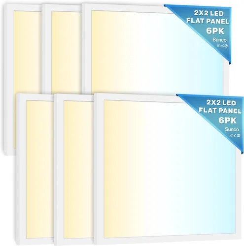 Miniatura 8 de Sunco Paquete de 6 Luces de Panel Plano LED de 1x2, CCT Dual Seleccionable 3500K/4000K/5000K y Potencia Seleccionable 16W/18W/20W, 2000 LM, Triac