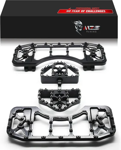 MZS Plataformas de motocicleta para pasajero y conductor, estribos anchos, pedales estirados, color negro, compatibles con Dyna FLD/Electra Road