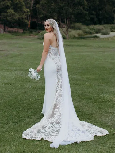 Miniatura 4 de Latious Velo de novia de 1 nivel, velo de novia largo blanco catedral, velos de tul con peine, velos simples para mujeres y novias (1 blanco)