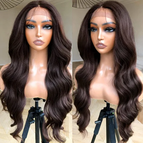 Miniatura 16 de Peluca de encaje frontal de 14 pulgadas con cuerpo ondulado de encaje HD, pelucas sin pegamento de cabello humano preestilizadas y precortadas, Negro
