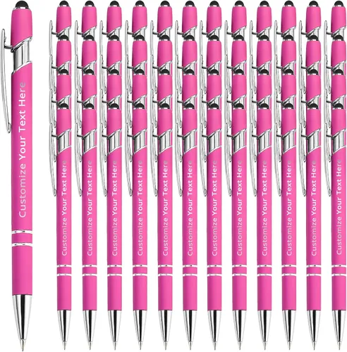 Miniatura 59 de Aolun 108 bolígrafos personalizados al por mayor con stylus grabado, bolígrafos personalizados, metal suave al tacto, grabado de nombre, logotipo