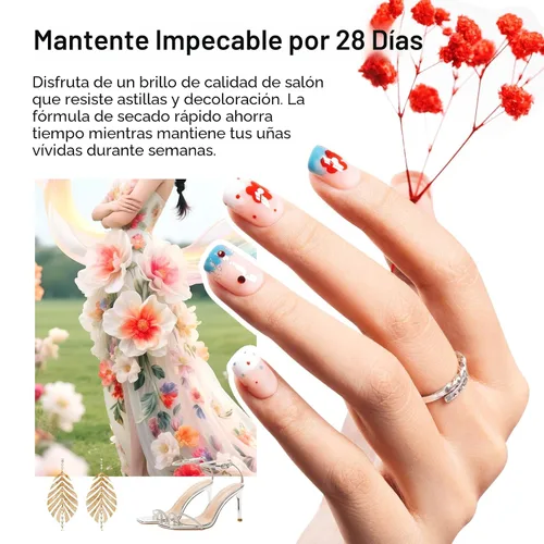 Miniatura 6 de GELLEN Juego de 24 esmaltes de uñas de gel, 20 colores de esmalte de gel UV, rojo, azul, verde, Hema TMPTA TPO 3 libre con capa base y capa superior