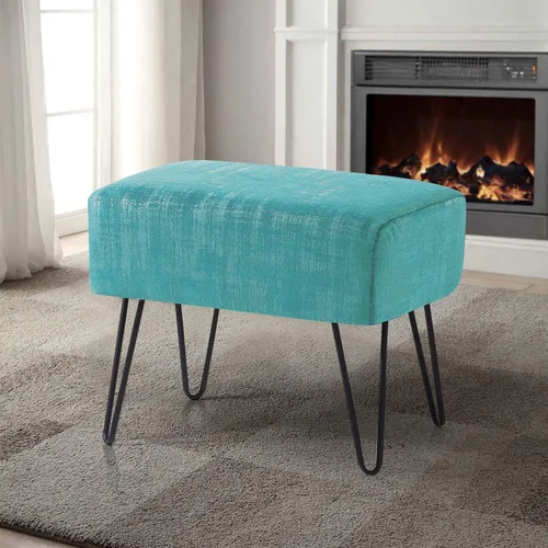 Miniatura 21 de Home Soft Things Otomana otomana de terciopelo texturizado azul, 19 x 13 x 17 pulgadas de alto, color verde ágata, banco otomano de entrada difuso