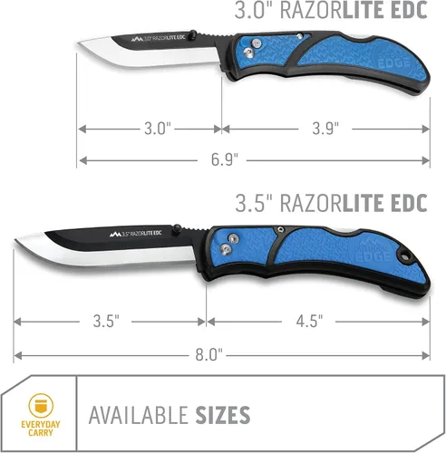 Miniatura 3 de Outdoor Edge 3.0" RazorLite EDC - Navaja plegable EDC de cuchilla reemplazable con clip de bolsillo y apertura de una mano para llevar a diario Azul