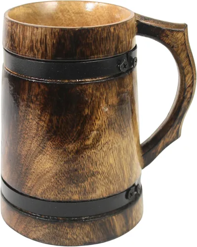 Miniatura 6 de Taza de cerveza de madera hecha a mano, jarra vikinga rústica para café, té o cerveza tallada vintage para padrinos de boda, regalo de boda