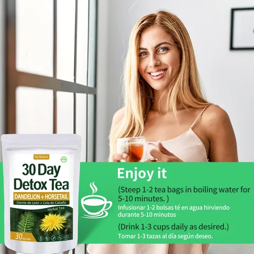 Miniatura 8 de Te de Diente de Leon - Té de diente de león de limpieza de 30 días, bolsas de té de hierbas naturales Herbmood para Perder Peso, 30