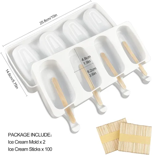 Miniatura 2 de 2 moldes de silicona reutilizables de grado alimenticio congelados para helados, dulces, postres, moldes para tartas, paletas de hielo, moldes de 2