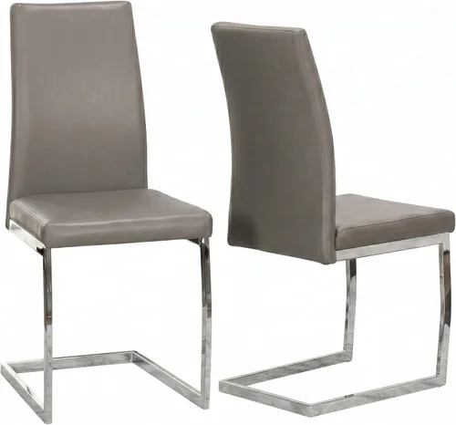 Miniatura 10 de Sunset Trading Sela - Sillas de comedor tapizadas Breuer Base voladiza cromada en forma de S Asientos acolchados de piel sintética gris carbón